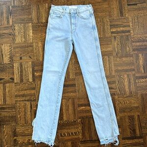 Mother High Waisted Jeans with Slice Undone Hem in Color Finale